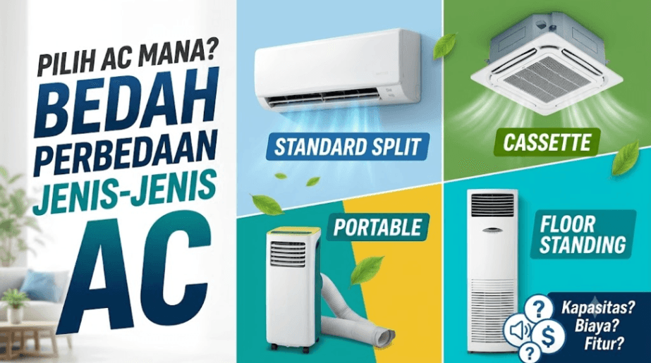 Mengenal Perbedaan Jenis AC Split, Portable, Cassette, dan Floor Standing-image